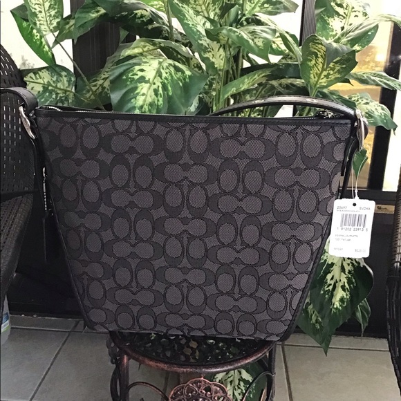 Coach Signature Dufflette w Black Leather Trim - Picture 2 of 7